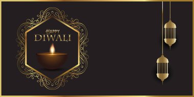 Hint lambaları ile Diwali için dekoratif afiş tasarımı