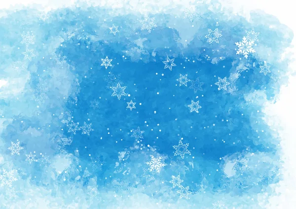 水彩画のテクスチャの背景にクリスマスの雪の結晶 0409 — ストックベクタ