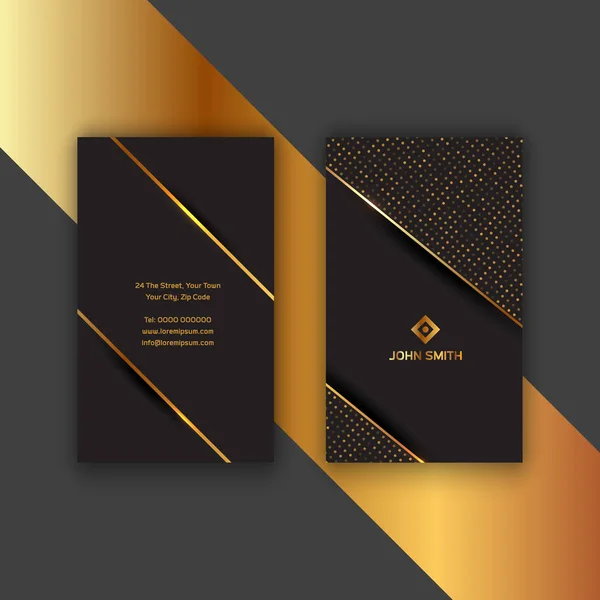 Elegan emas dan kartu bisnis hitam - Stok Vektor