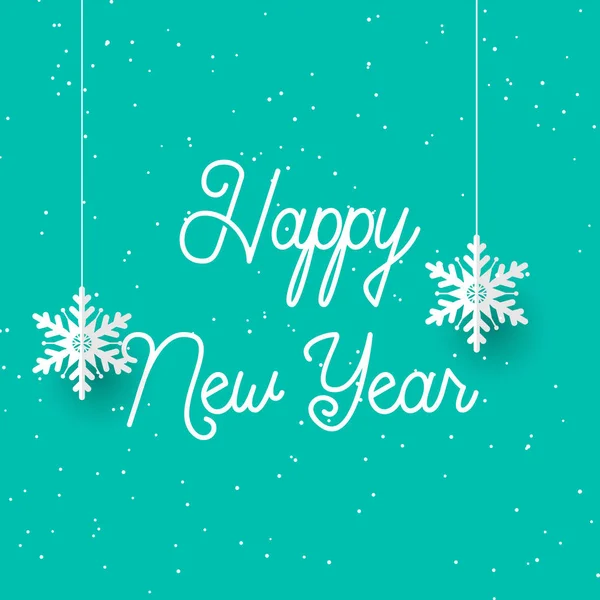 Happy New Year fond avec flocons de neige suspendus — Image vectorielle