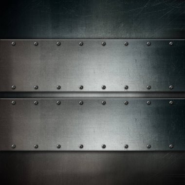 Grunge stili metal plakalar ve vidalar ile metalik doku