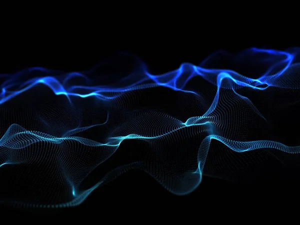 3D render of a techno background with flowing dots