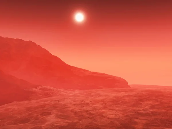 Renderowanie Surrealistyczne Mars Tematyczne Krajobraz — Zdjęcie stockowe