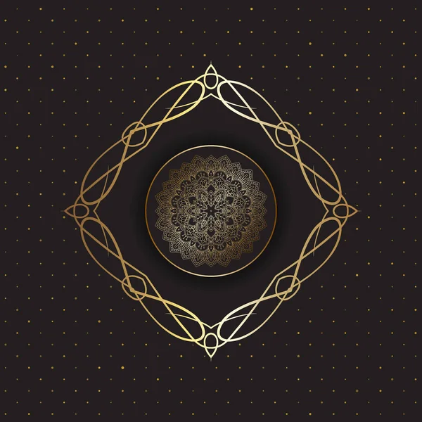 Decorative Mandala Background Gold Polka Dots Design — Stock Vector