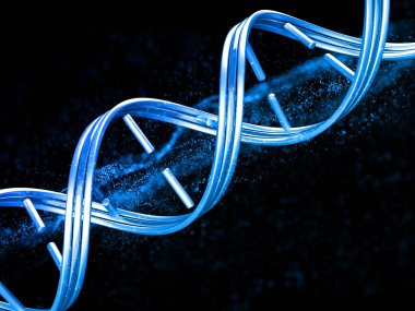 Parçacık tasarımı üzerinde DNA ipliği olan üç boyutlu bir tıbbi arkaplan oluşturma