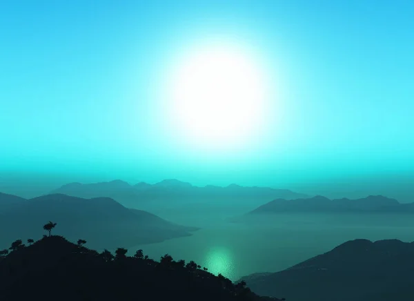 Weergave Van Een Berglandschap Tegen Zonsondergang Hemel — Stockfoto