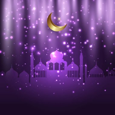 Cami ve parlayan ışıklar tasarımı ile El-Adha arka planı