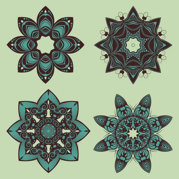 Çiçek Mandala Tasarımları Koleksiyonu — Stok Vektör