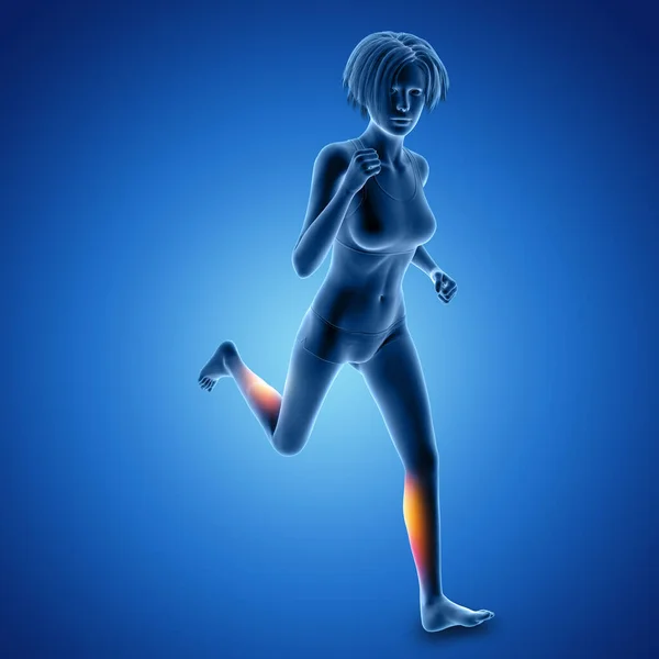 Rendu Une Figure Féminine Dans Pose Sprint Avec Les Muscles — Photo