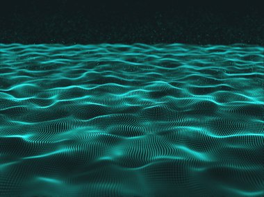 Soyut akış parçacıkları ile modern bir tekno arkaplanın 3 boyutlu canlandırması