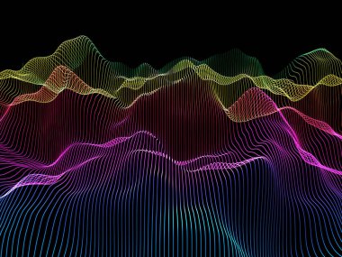 Gökkuşağı renkli akış çizgilerine sahip soyut bir arkaplanın 3B görüntüsü