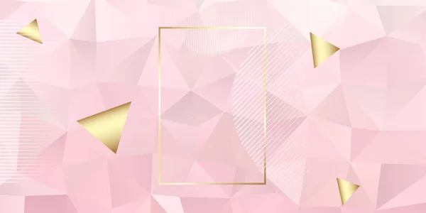 Abstract Banner Met Laag Poly Goud Roze Design — Stockvector