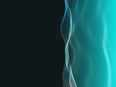 Akan parçacıklarla soyut bir tekno arkaplanın 3 boyutlu canlandırması