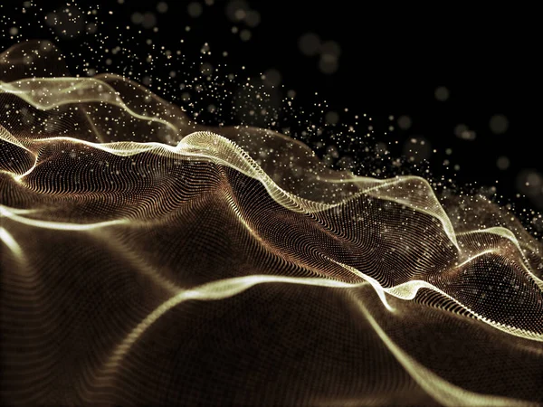 Візуалізація Цифрового Фону Золотими Потоковими Кіберточками — стокове фото