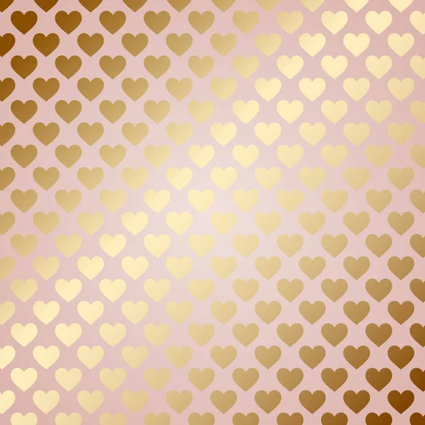 Fondo Decorativo Corazones Oro Patrón — Vector de stock