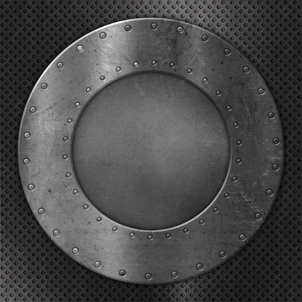 Representación Diseño Placa Metal Con Remaches Fondo — Foto de Stock