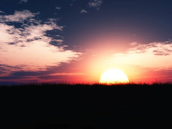 Render Sunset Landscape — Stock Photo, Image