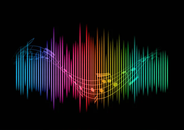 Abstract Soundwaves Background Music Notes Design — Stock Vector