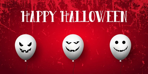 Banner Halloween Grunge Com Balões Assustadores — Vetor de Stock
