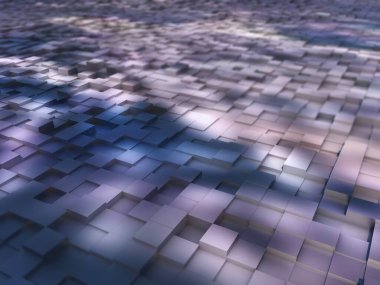 Çıkartma blokları olan soyut bir arkaplanın 3B canlandırması