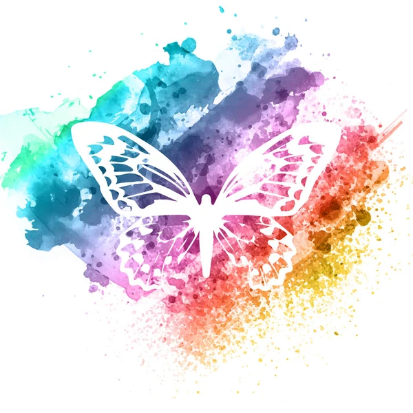 抽象的な蝶のデザインを水彩のテクスチャで — ストックベクタ