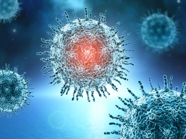 Virüs hücreli bir tıbbi geçmişin 3 boyutlu canlandırması