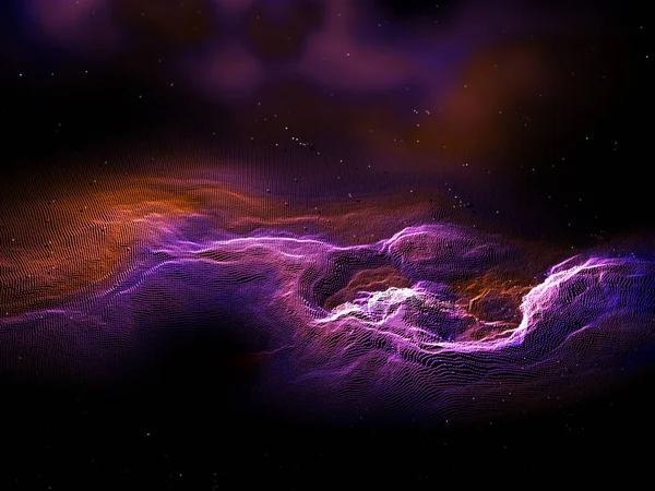 Återgivning Ett Abstrakt Partikellandskap Med Galaxeffekt — Stockfoto