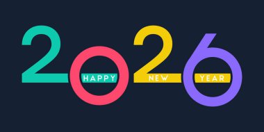 Modern renkli metin Mutlu Yeni Yıl afişi tasarımı