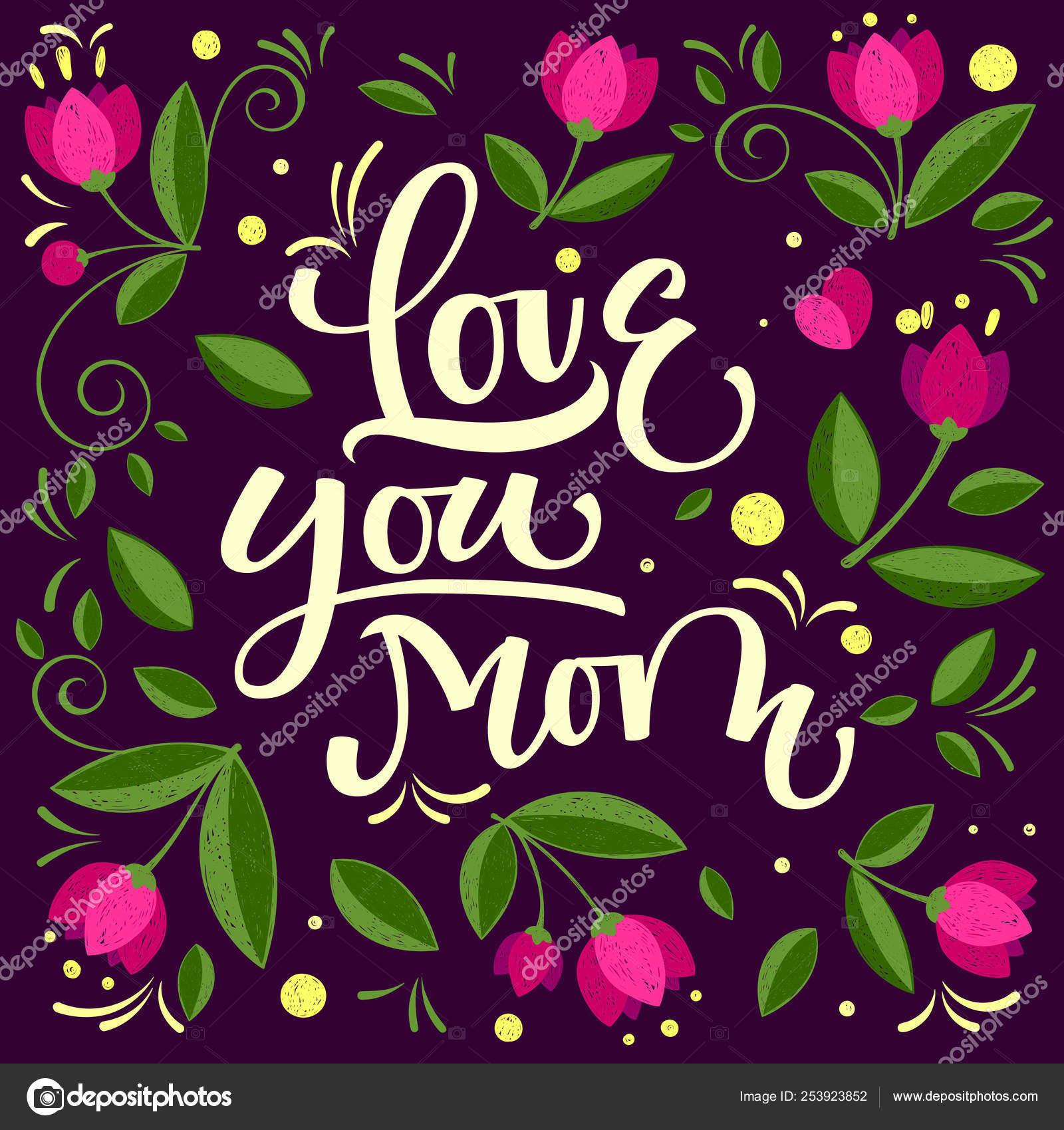 Flores De Primavera Carta Dibujada A Mano Ilustracion Vectorial