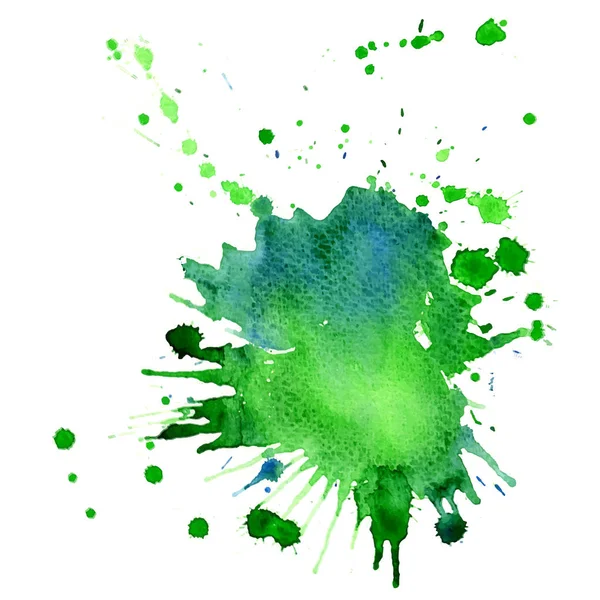 Tek büyük yeşil-mavi suluboya sıçrama, vektör tasarımı — Stok Vektör