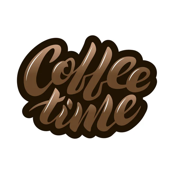 Kaffe tid brun ikonen vektor bokstäver på vit bakgrund — Stock vektor