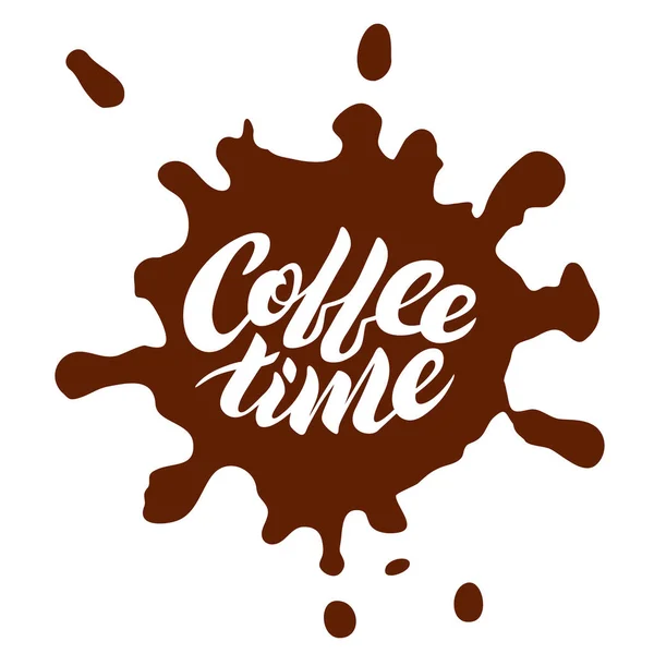 Kaffe tid bokstäver inuti en skamfläck — Stock vektor