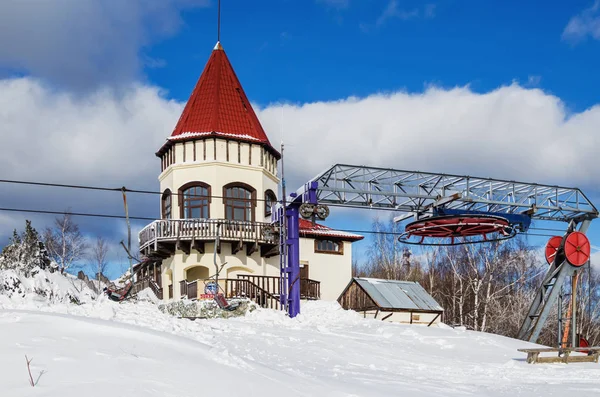 Sverdlovsk Region Russia March 2018 Beautiful Restaurant Building Top Mountain — Stock Photo, Image