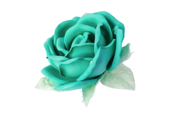 Artificial Rose Unusual Color Handmade Isolated White Backgroun — Stock Photo, Image
