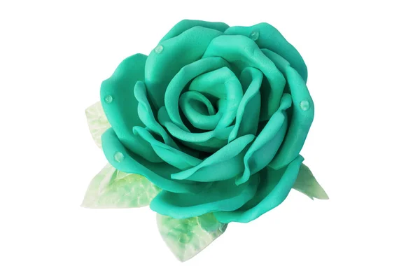 Artificial Rose Unusual Color Handmade Isolated White Backgroun — Stock Photo, Image