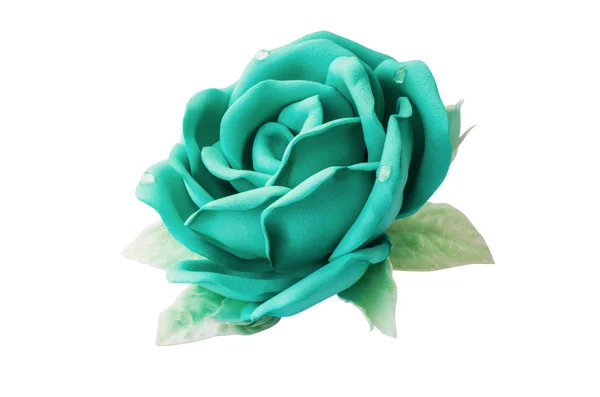 Sztuczna Róża Nietypowy Kolor Ręcznie Białym Tle Białym Tle — Zdjęcie stockowe