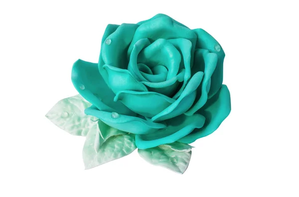 Artificial Rose Unusual Color Handmade Isolated White Backgroun — Stock Photo, Image