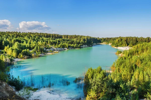 Flooded Kaolin Quarry Cloudless Summer Day Russia Ural — Stock Photo, Image