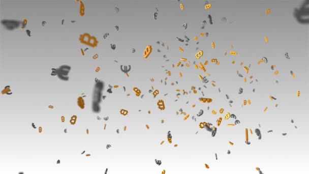 Animatie Van Vele Digitale Cryptogeld Bitcoin Symbolen Zweven Met Veel — Stockvideo