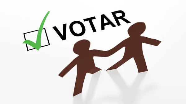 Twee Papieren Mensen Van Kleur Met Een Spaanse Votar Checkbox — Stockfoto