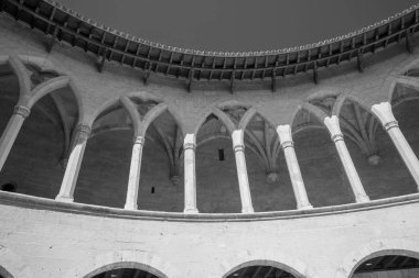 Eski kale Palma Mayorka İspanya siyah beyaz yukarıda yüksek güçlendirilmiş