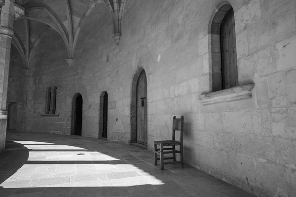 Forntida Kloster Scen Högt Ovanför Palma Mallorca Spanien Svart Och — Stockfoto