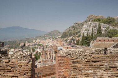 Taormina Sicilya İtalya antik tiyatronun