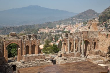 Taormina Sicilya İtalya antik tiyatronun