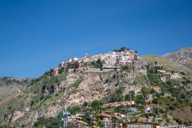 Castelmola Taormina Sicilya İtalya yukarıda tepe Köyü