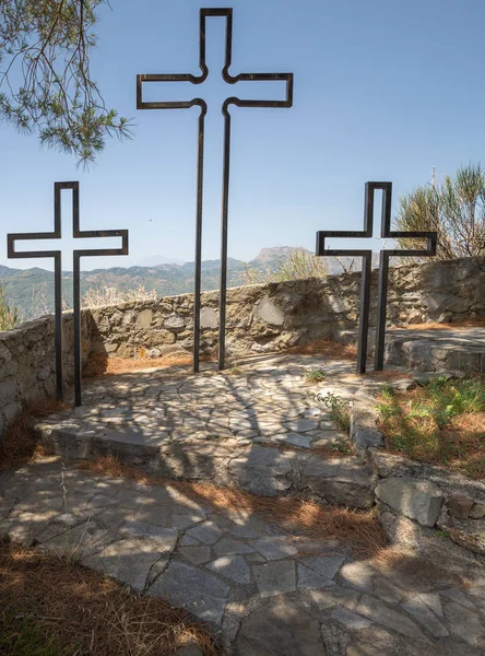 Three crosses  in Savoca in Sicily Italy