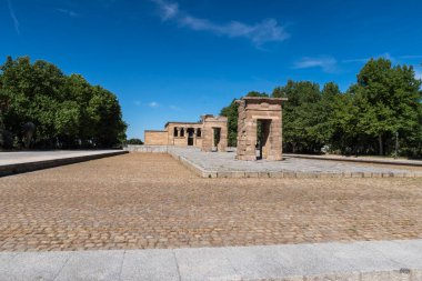 Templo de Debod in Parque del Oeste in Madrid Spain dates back 2,200 years. It was sent, block by block, by the Egyptian government in 1968 clipart