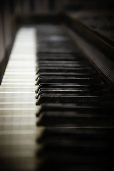 Velho Vintage Cor Quente Tonificado Piano Close Teclas Piano Foco — Fotografia de Stock