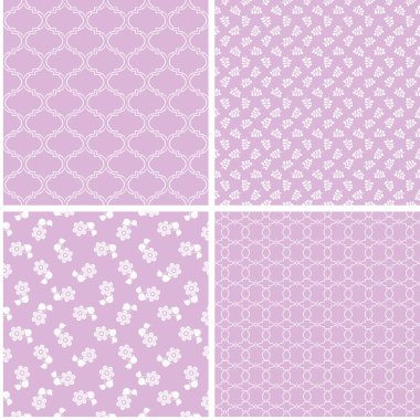 Farklı pembe ve beyaz Dikişsiz desen seti
