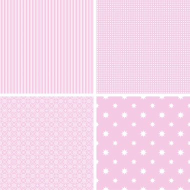 Farklı pembe ve beyaz Dikişsiz desen seti